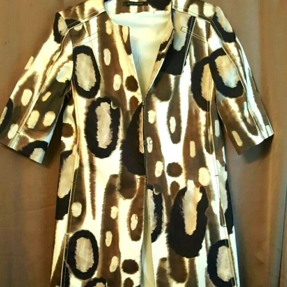 ELIE TAHARI Printed Mid-Length Jacket $698 - Size XS - Picture 2 of 5